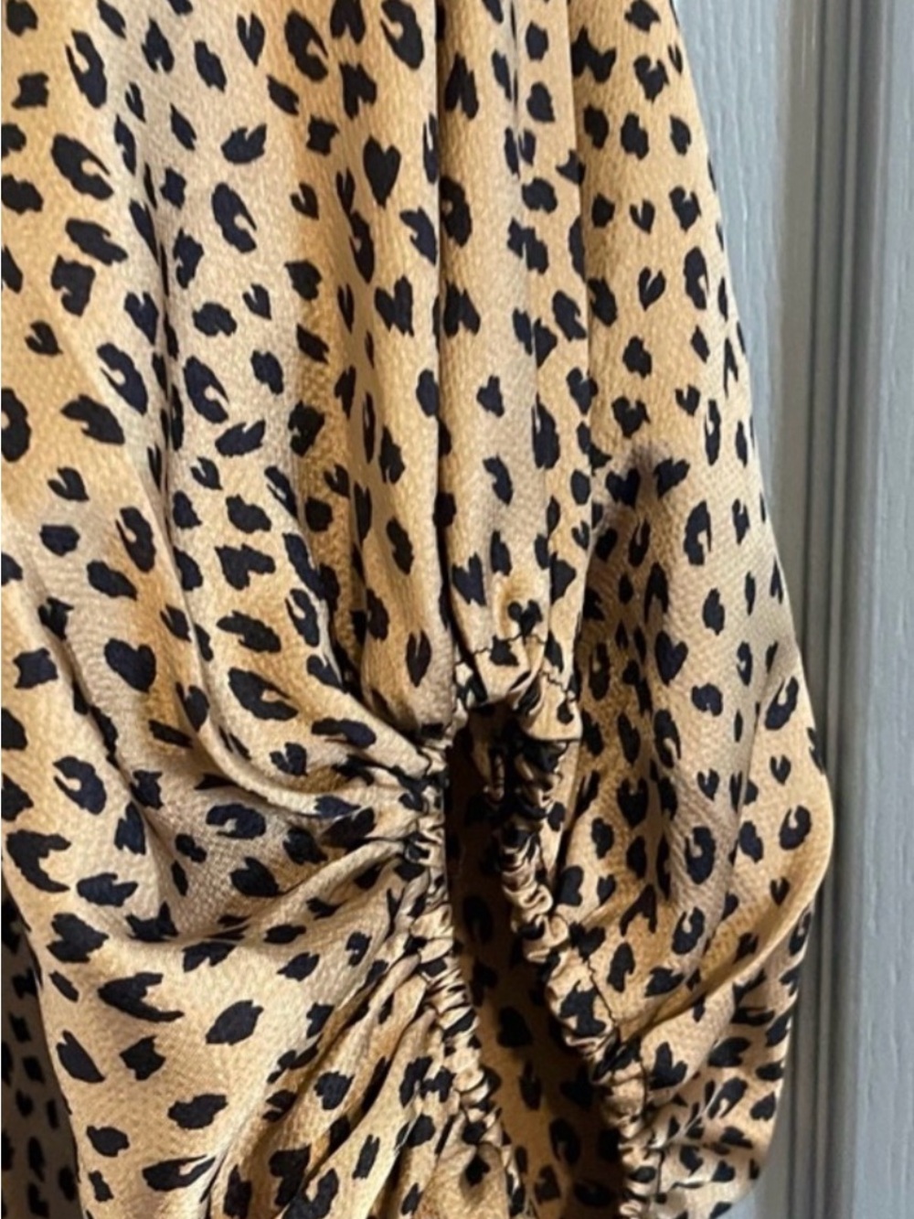 Vici Beige Satin Leopard Midi Dress - Picture 5 of 7